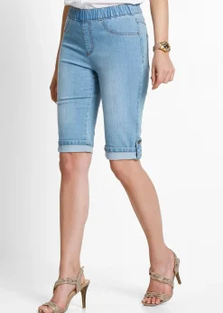 bonprix Bermuda en jean avec taille entièrement élastiquée|Femme Shorts|Jeans
