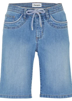 Femme bonprix Shorts|Jeans|Bermuda en jean, coupe slim, taille mi-haute