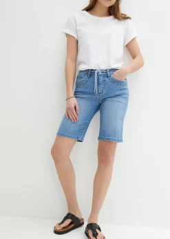 Femme bonprix Shorts|Jeans|Bermuda en jean, coupe slim, taille mi-haute
