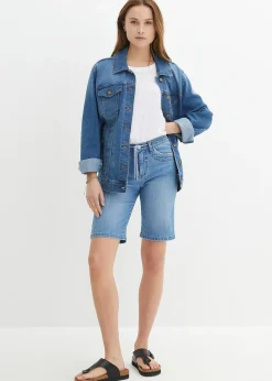 Femme bonprix Shorts|Jeans|Bermuda en jean, coupe slim, taille mi-haute