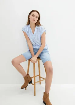 Femme bonprix Shorts|Jeans|Bermuda en jean, coupe slim, taille mi-haute