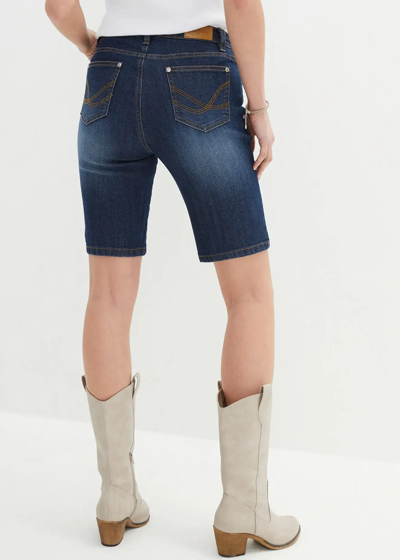 bonprix Bermuda en jean, coupe slim, taille mi-haute|Femme Shorts|Jeans