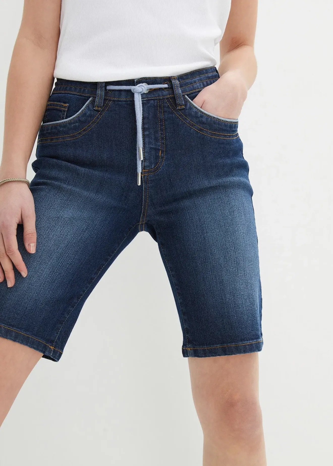 bonprix Bermuda en jean, coupe slim, taille mi-haute|Femme Shorts|Jeans