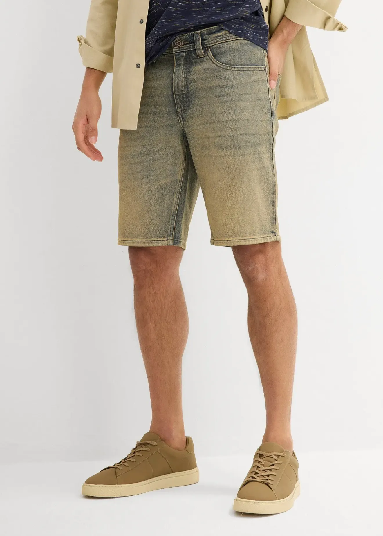 bonprix Bermuda en jean délavé effet sali, Regular|Homme Shorts|Jeans