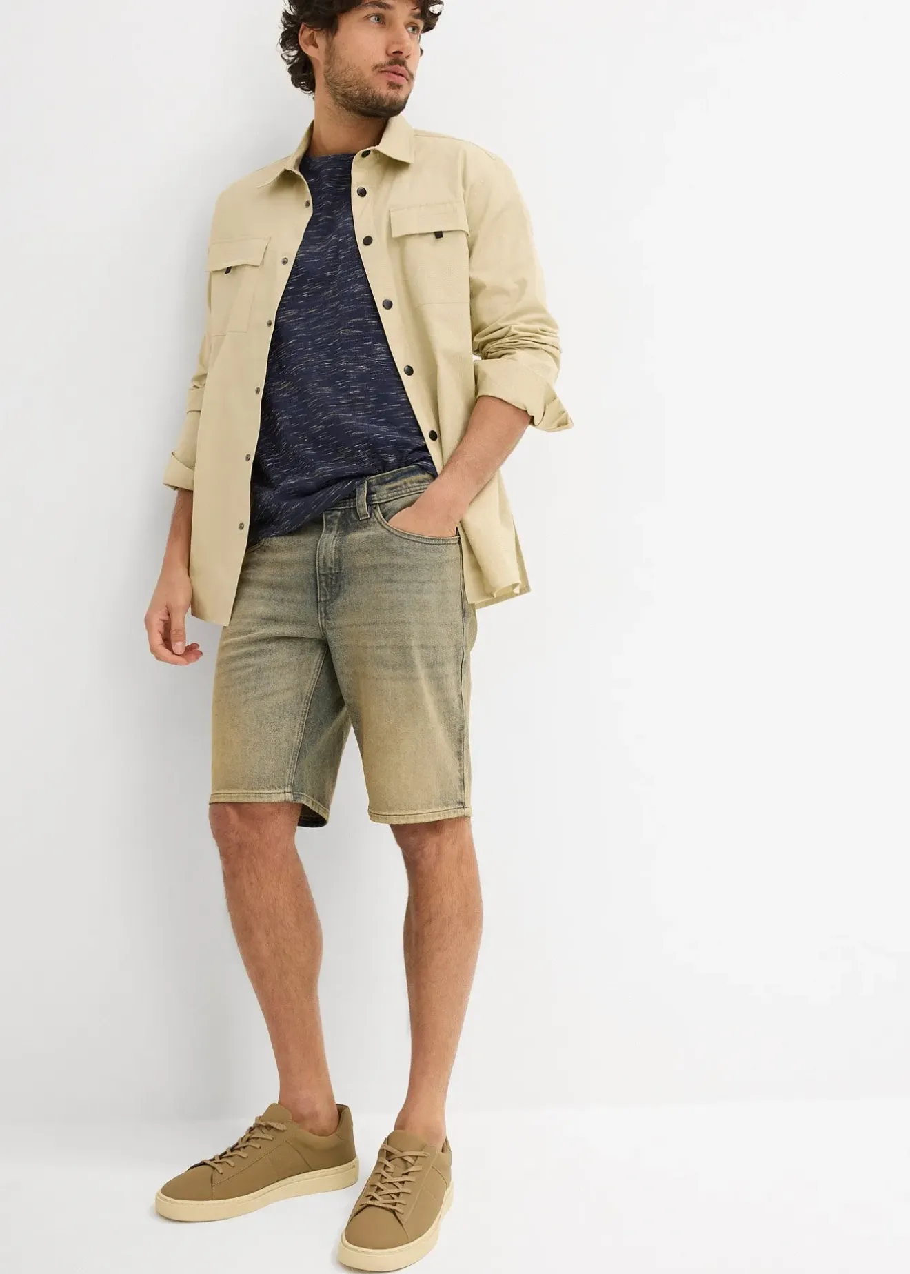 bonprix Bermuda en jean délavé effet sali, Regular|Homme Shorts|Jeans