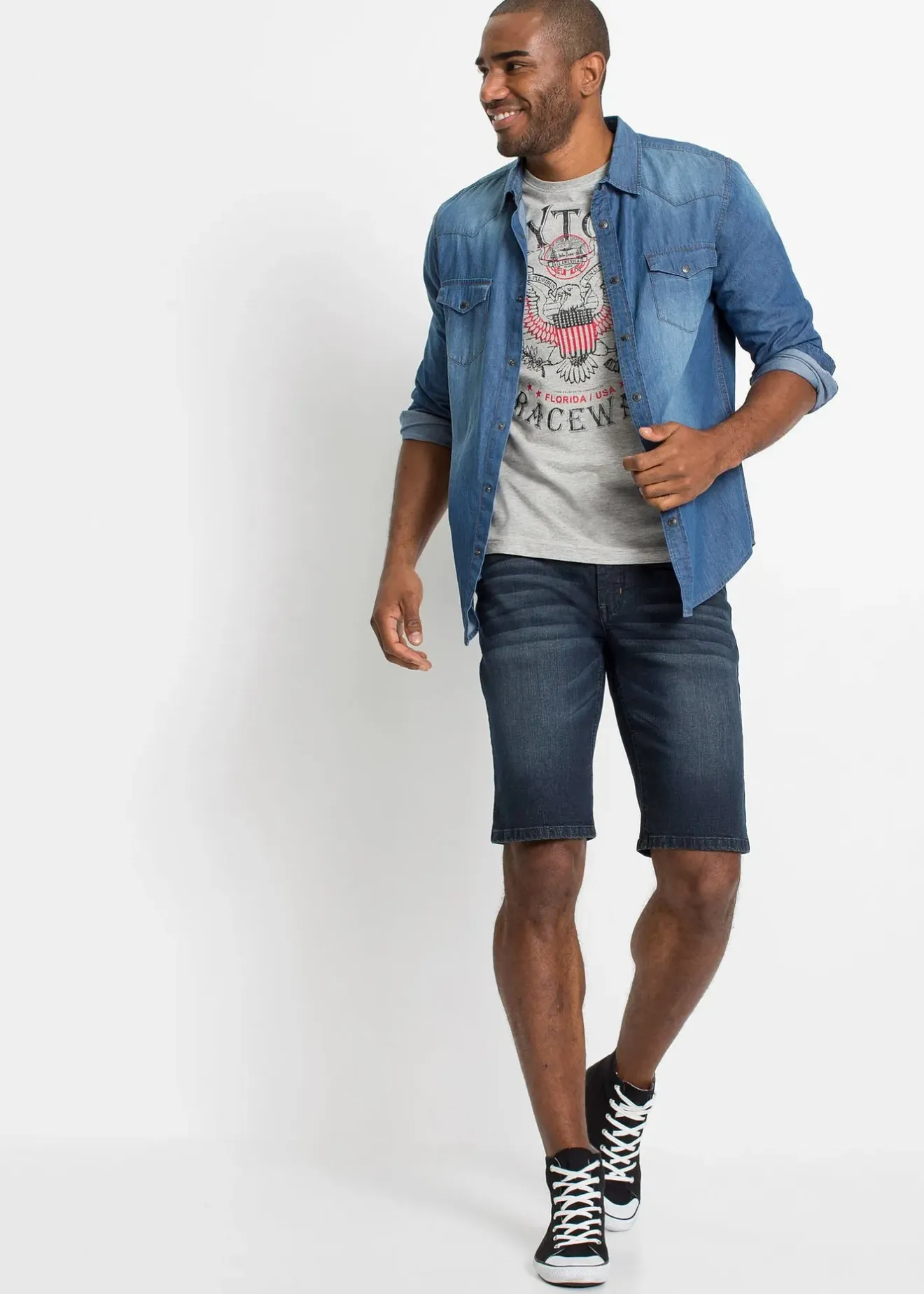 bonprix Bermuda en jean extensible, slim|Homme Shorts|Jeans