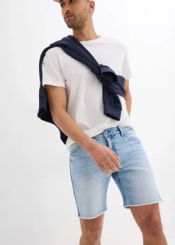bonprix Bermuda en jean extensible à finitions effilochées, loose|Homme Shorts|Jeans