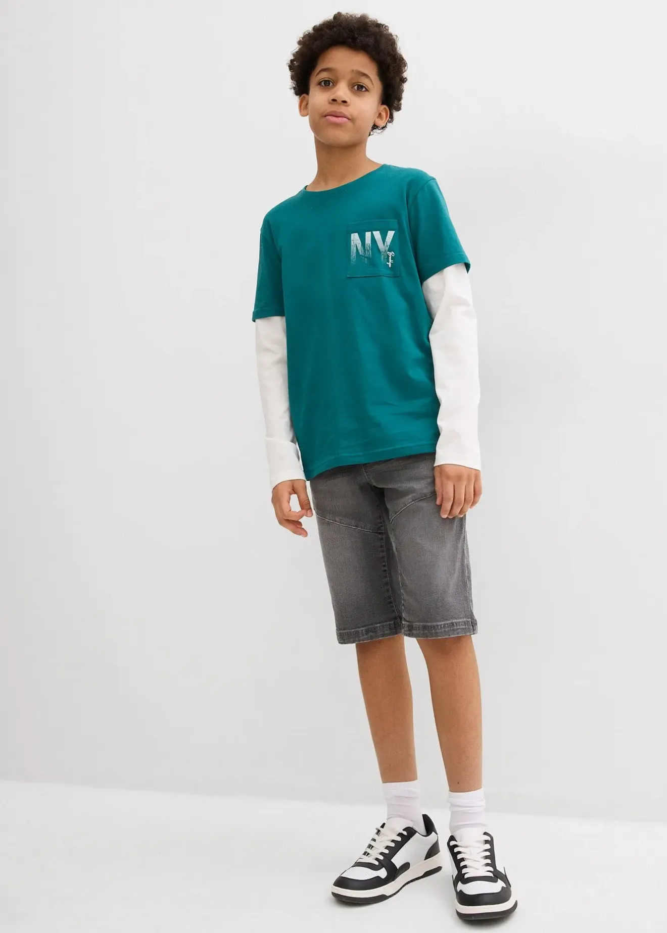 Enfant bonprix Vêtements Enfant|Garçons 9-16 Ans·Shorts|Bermuda en jean extensible à taille élastiquée, Regular