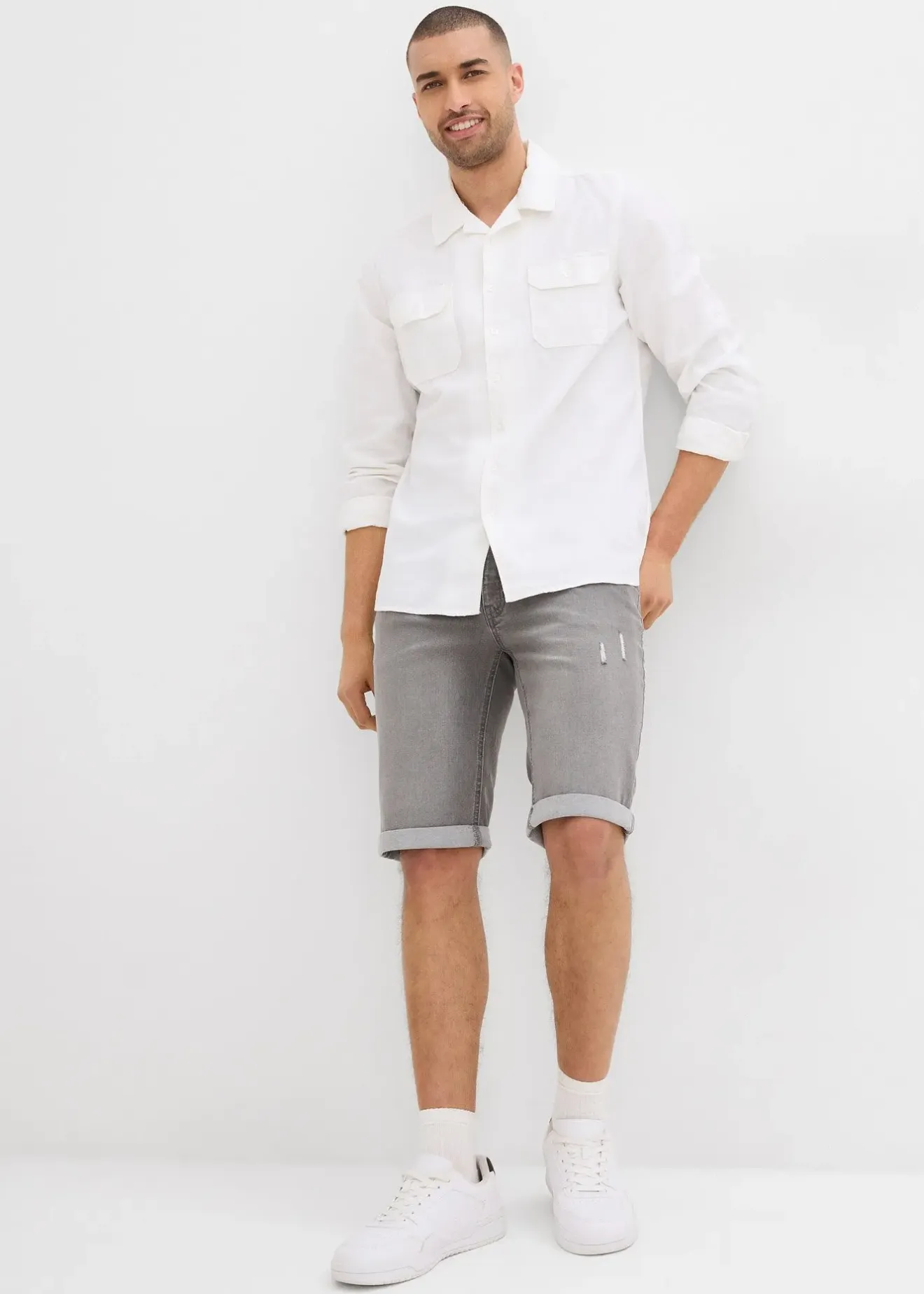 bonprix Bermuda en jean extensible, base retroussée, regular|Homme Shorts|Jeans