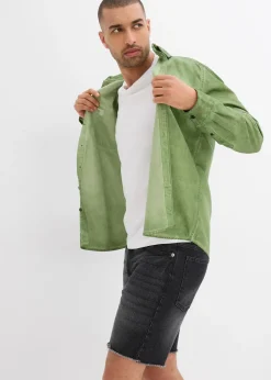 Homme bonprix Shorts|Jeans|Bermuda en jean extensible à finitions effilochées, loose