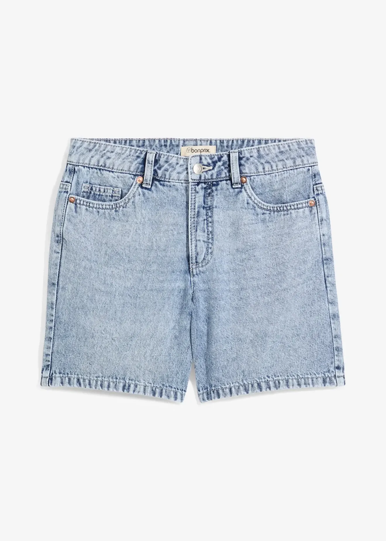 Femme bonprix Shorts|Jeans|Bermuda en jean taille mi-haute, peu extensible