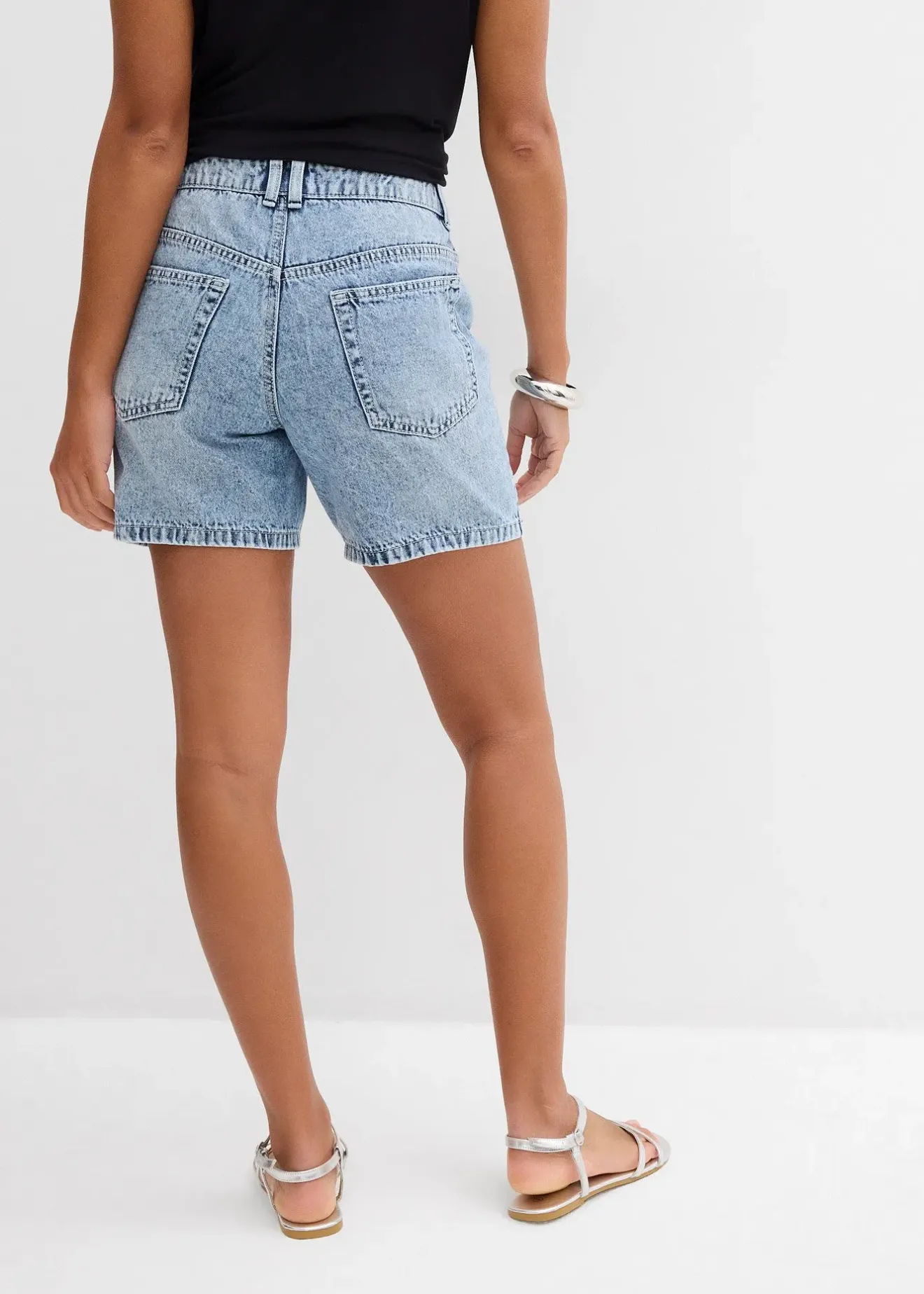 Femme bonprix Shorts|Jeans|Bermuda en jean taille mi-haute, peu extensible