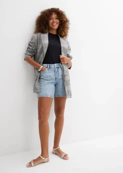 Femme bonprix Shorts|Jeans|Bermuda en jean taille mi-haute, peu extensible