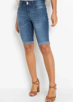 Femme bonprix Shorts|Jeans|Bermuda en jean, taille mi-haute