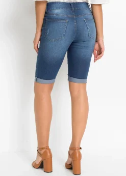 Femme bonprix Shorts|Jeans|Bermuda en jean, taille mi-haute