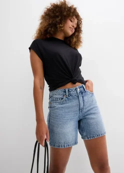 bonprix Bermuda en jean taille mi-haute, peu extensible|Femme Shorts|Jeans