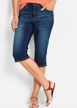 Femme bonprix Jeans|Shorts|Bermuda en jean, taille mi-haute élastiquée