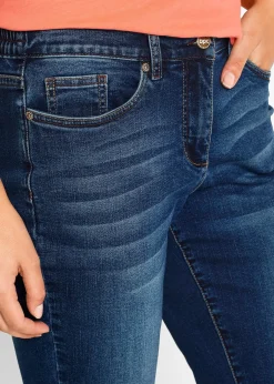 Femme bonprix Jeans|Shorts|Bermuda en jean, taille mi-haute élastiquée