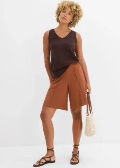 Femme bonprix Shorts|Pantalons|Bermuda en jersey à taille élastiquée