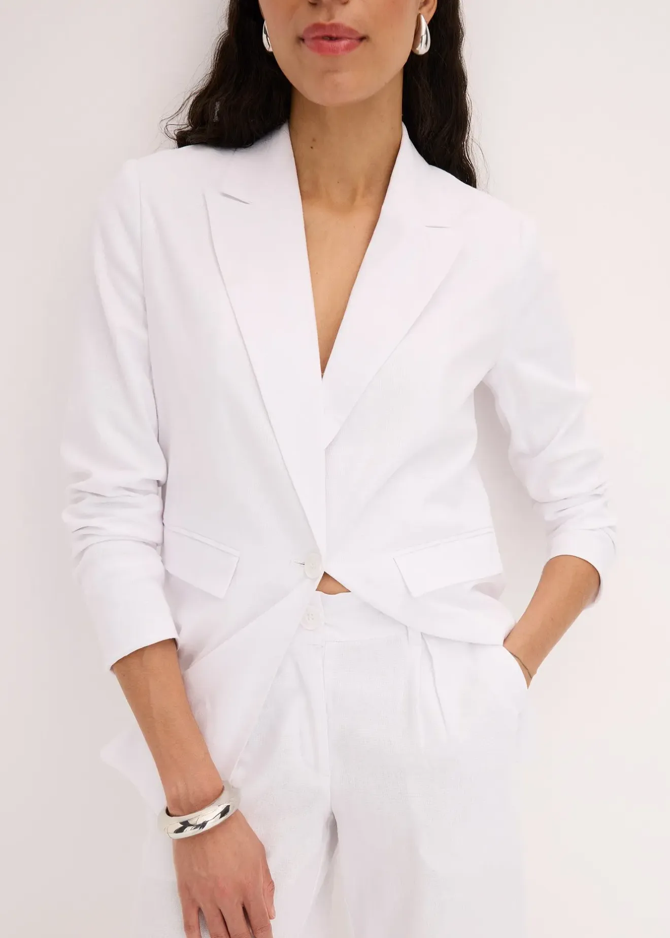 Femme bonprix Shorts|Pantalons|Bermuda en lin mélangé