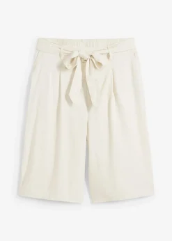 Femme bonprix Shorts|Pantalons|Bermuda en lin mélangé