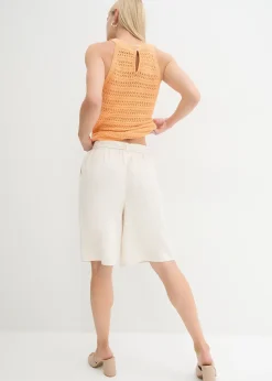 Femme bonprix Shorts|Pantalons|Bermuda en lin mélangé