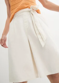 Femme bonprix Shorts|Pantalons|Bermuda en lin mélangé