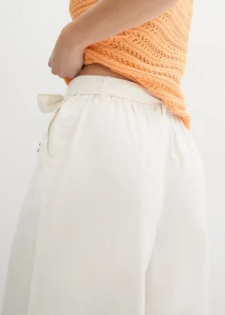 Femme bonprix Shorts|Pantalons|Bermuda en lin mélangé