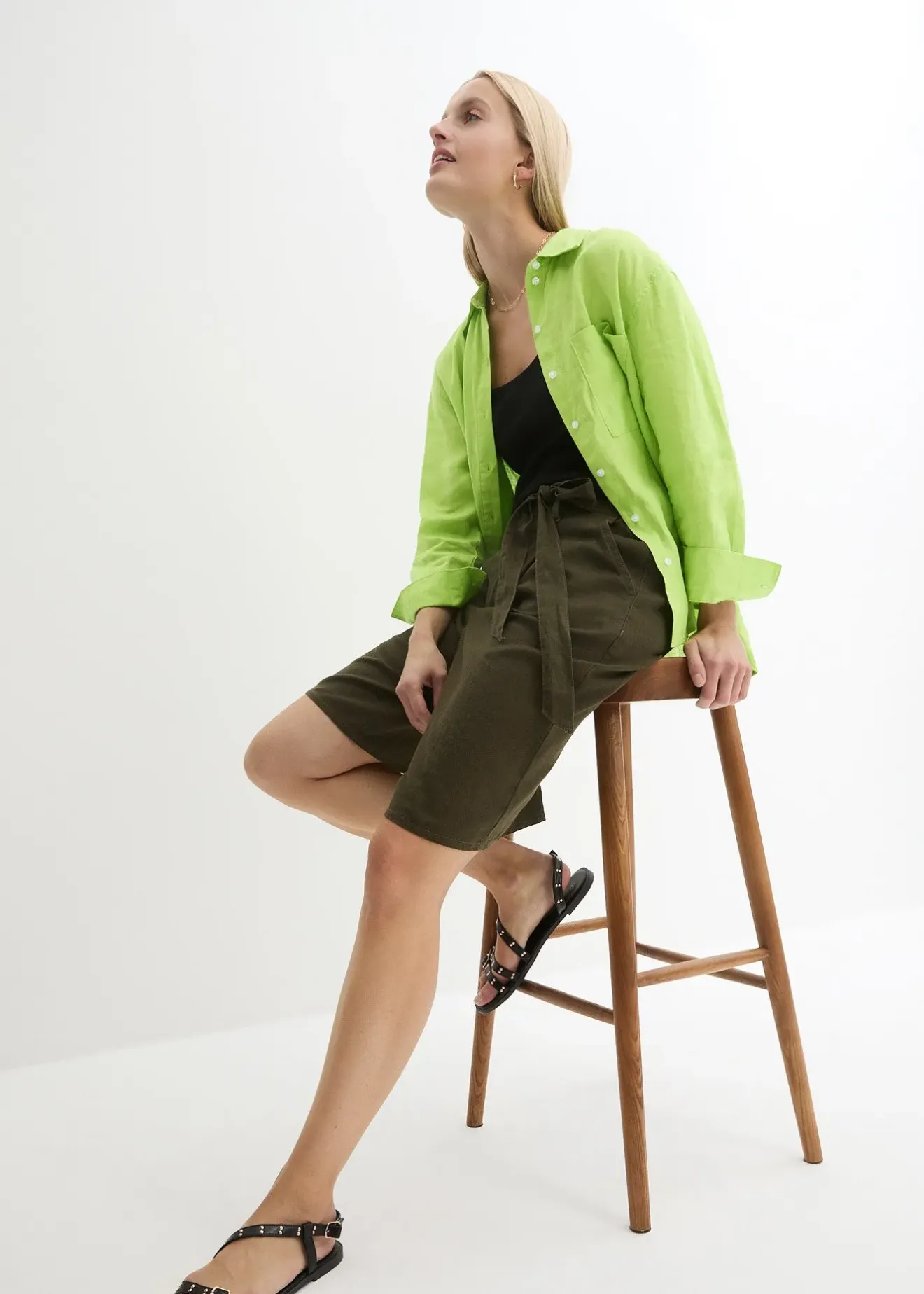 bonprix Bermuda en lin mélangé|Femme Shorts|Pantalons