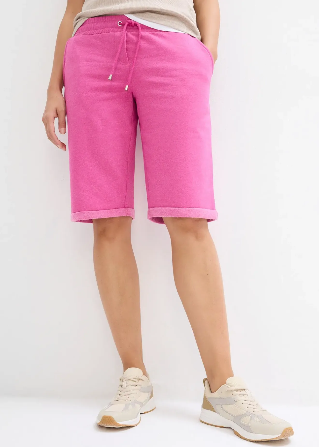 Femme bonprix Basiques|Sweats|Bermuda en molleton à ourlet