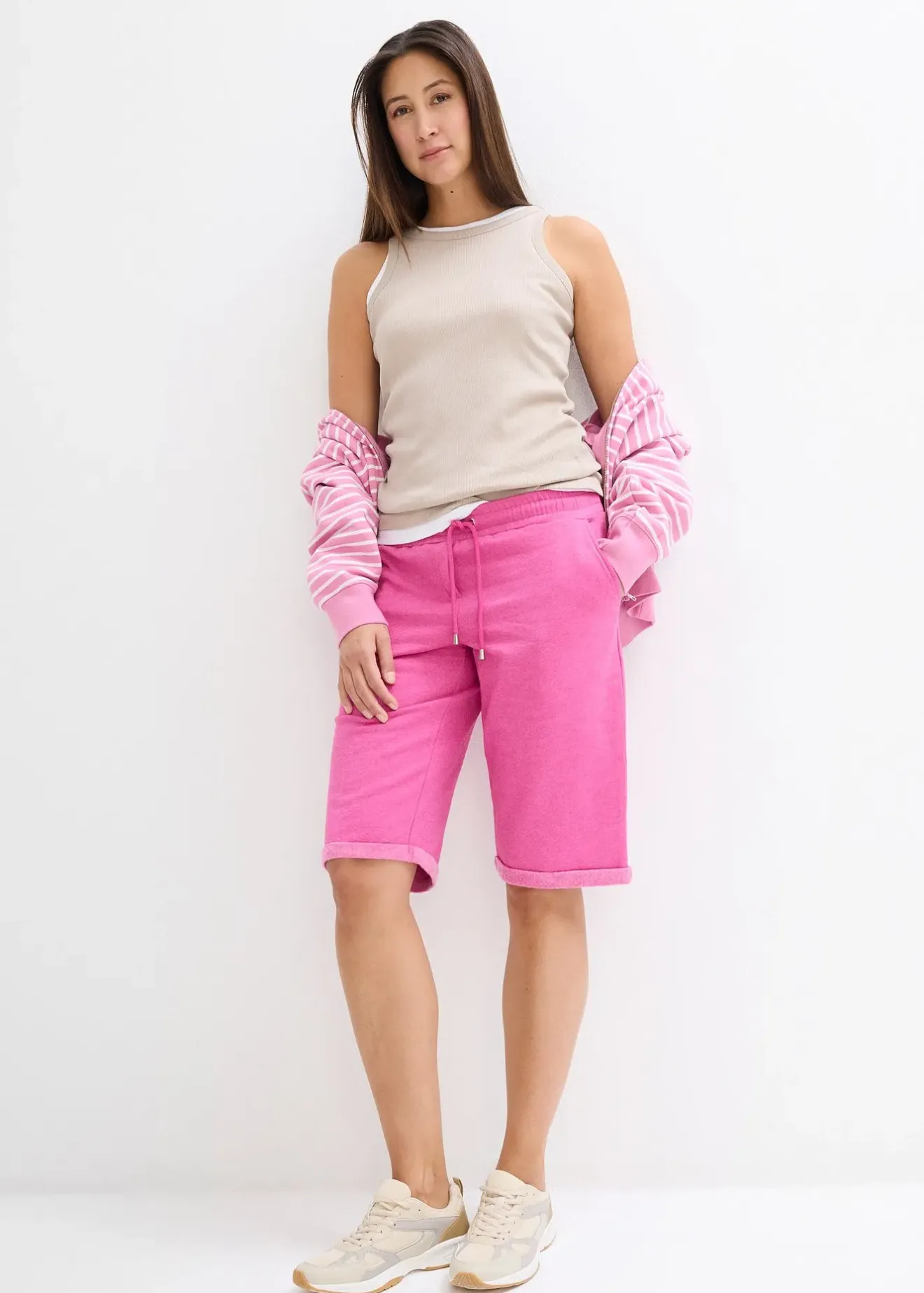 Femme bonprix Basiques|Sweats|Bermuda en molleton à ourlet