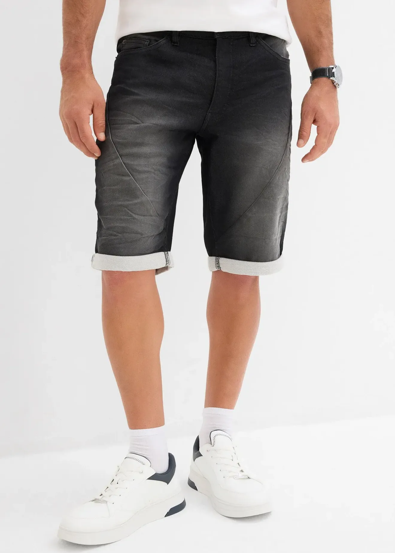 bonprix Bermuda en molleton effet jean, loose|Homme Shorts|Jeans
