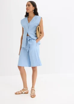 bonprix Bermuda fluide en viscose mélangée, taille élastiquée|Femme Shorts|Pantalons