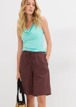 Femme bonprix Shorts|Pantalons|Bermuda fluide en viscose mélangée