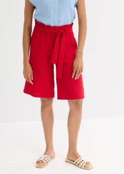 Femme bonprix Shorts|Pantalons|Bermuda fluide en viscose mélangée, taille élastiquée