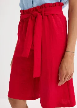 Femme bonprix Shorts|Pantalons|Bermuda fluide en viscose mélangée, taille élastiquée