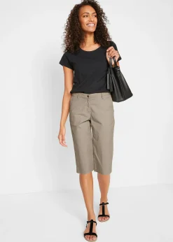 Femme bonprix Shorts|Pantalons|Bermuda long à taille élastiquée