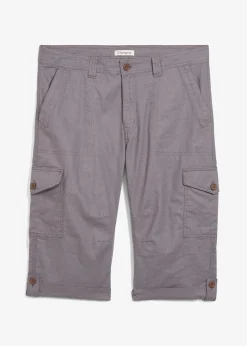 Homme bonprix Shorts|Pantalons|Bermuda long cargo en lin mélangé, regular