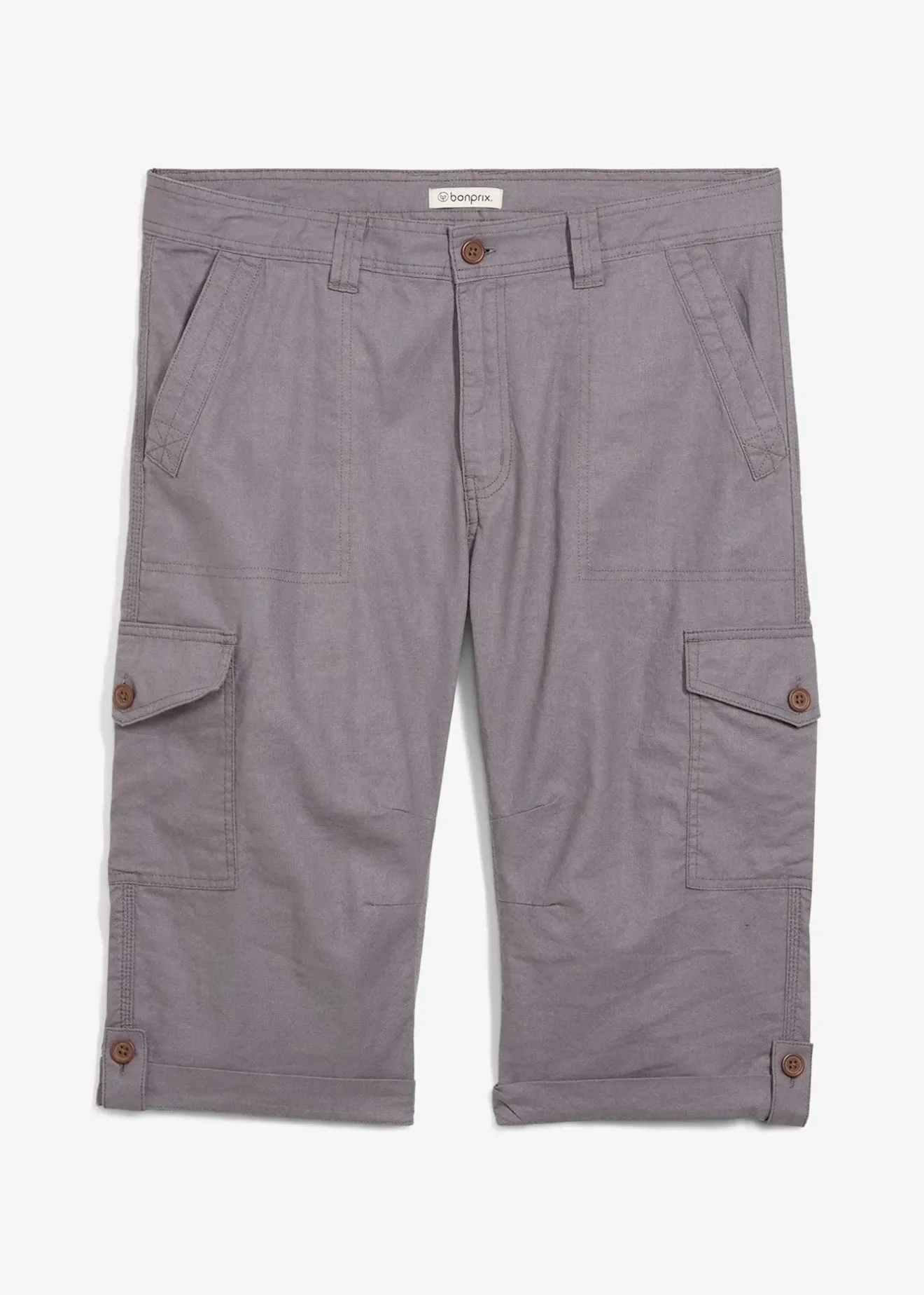 Homme bonprix Shorts|Pantalons|Bermuda long cargo en lin mélangé, regular