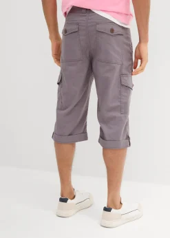 Homme bonprix Shorts|Pantalons|Bermuda long cargo en lin mélangé, regular