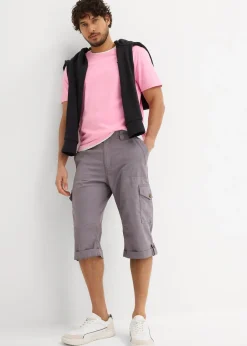 Homme bonprix Shorts|Pantalons|Bermuda long cargo en lin mélangé, regular