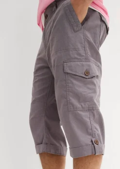 Homme bonprix Shorts|Pantalons|Bermuda long cargo en lin mélangé, regular