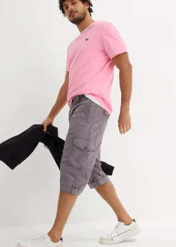 Homme bonprix Shorts|Pantalons|Bermuda long cargo en lin mélangé, regular