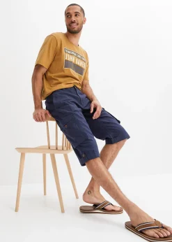 bonprix Bermuda long cargo en lin mélangé, regular|Homme Shorts|Pantalons