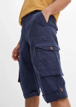 bonprix Bermuda long cargo en lin mélangé, regular|Homme Shorts|Pantalons