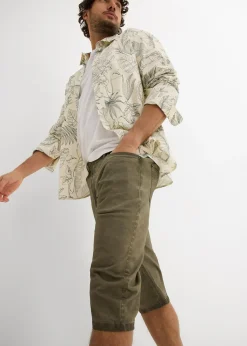 bonprix Bermuda long en toile délavée, regular|Homme Shorts|Pantalons