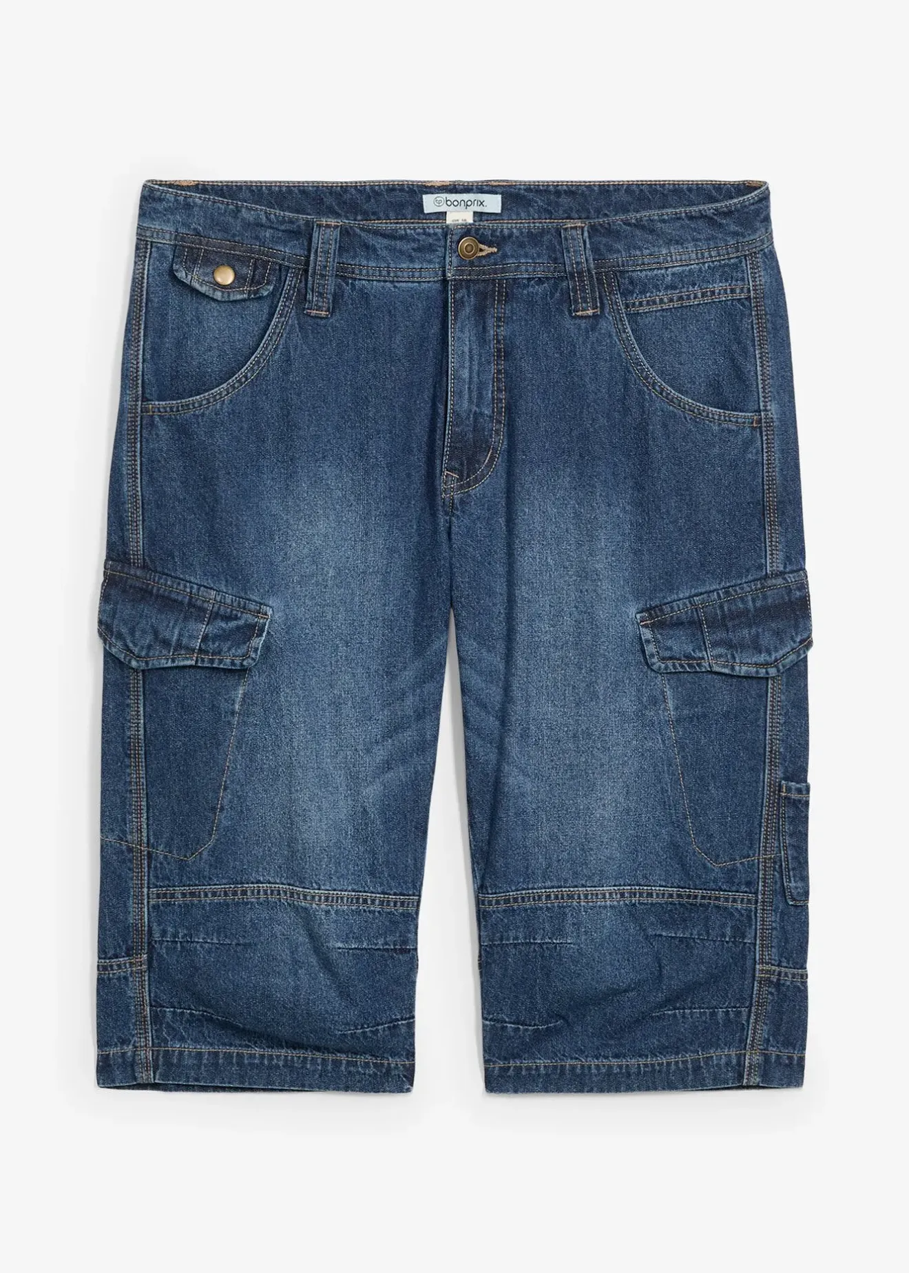 Homme bonprix Shorts|Jeans|Bermuda long poches cargo en denim léger, coupe loose