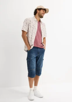 Homme bonprix Shorts|Jeans|Bermuda long poches cargo en denim léger, coupe loose