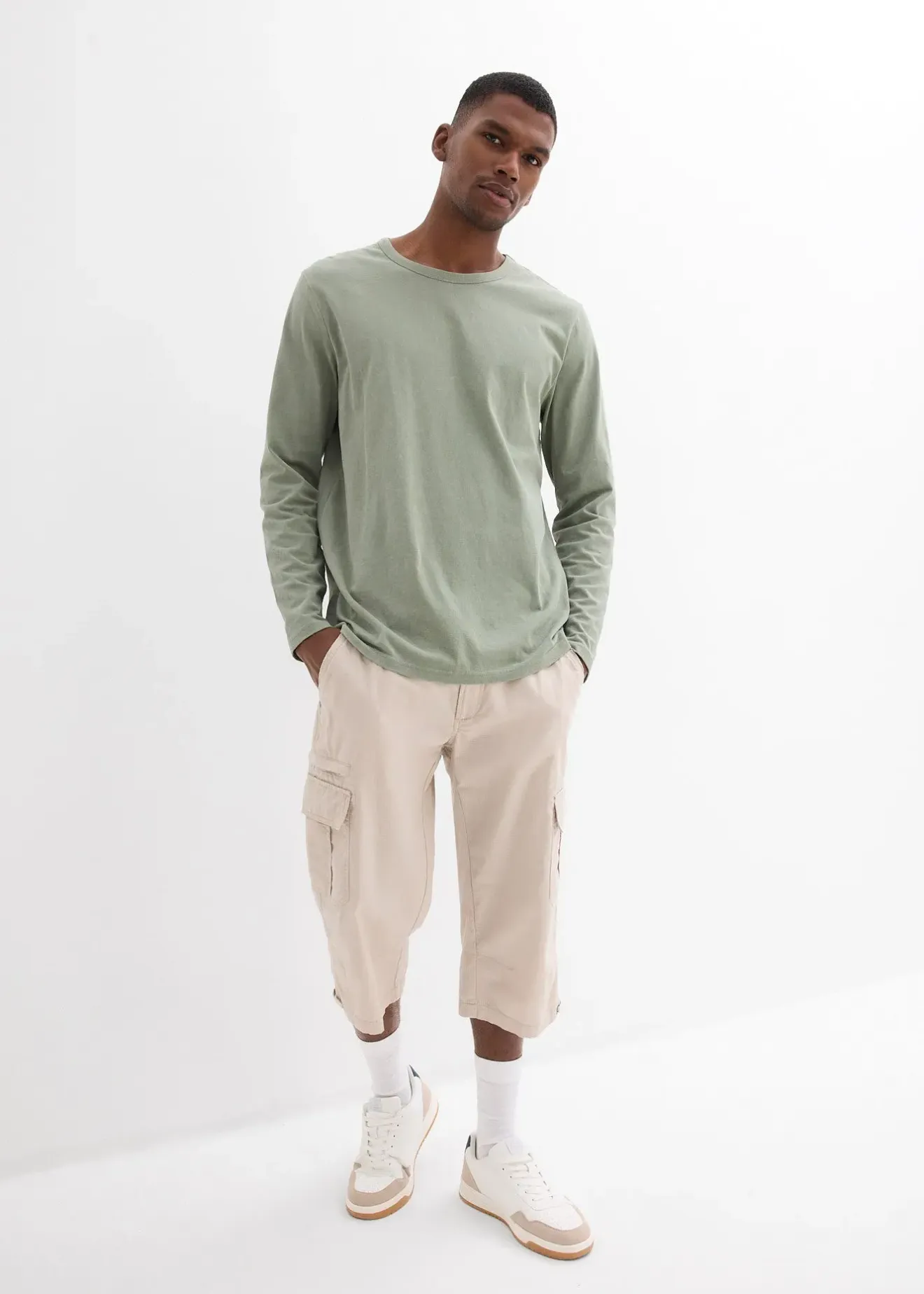 bonprix Bermuda long poches cargo regular 100% coton|Homme Vêtements De Plein Air|Shorts