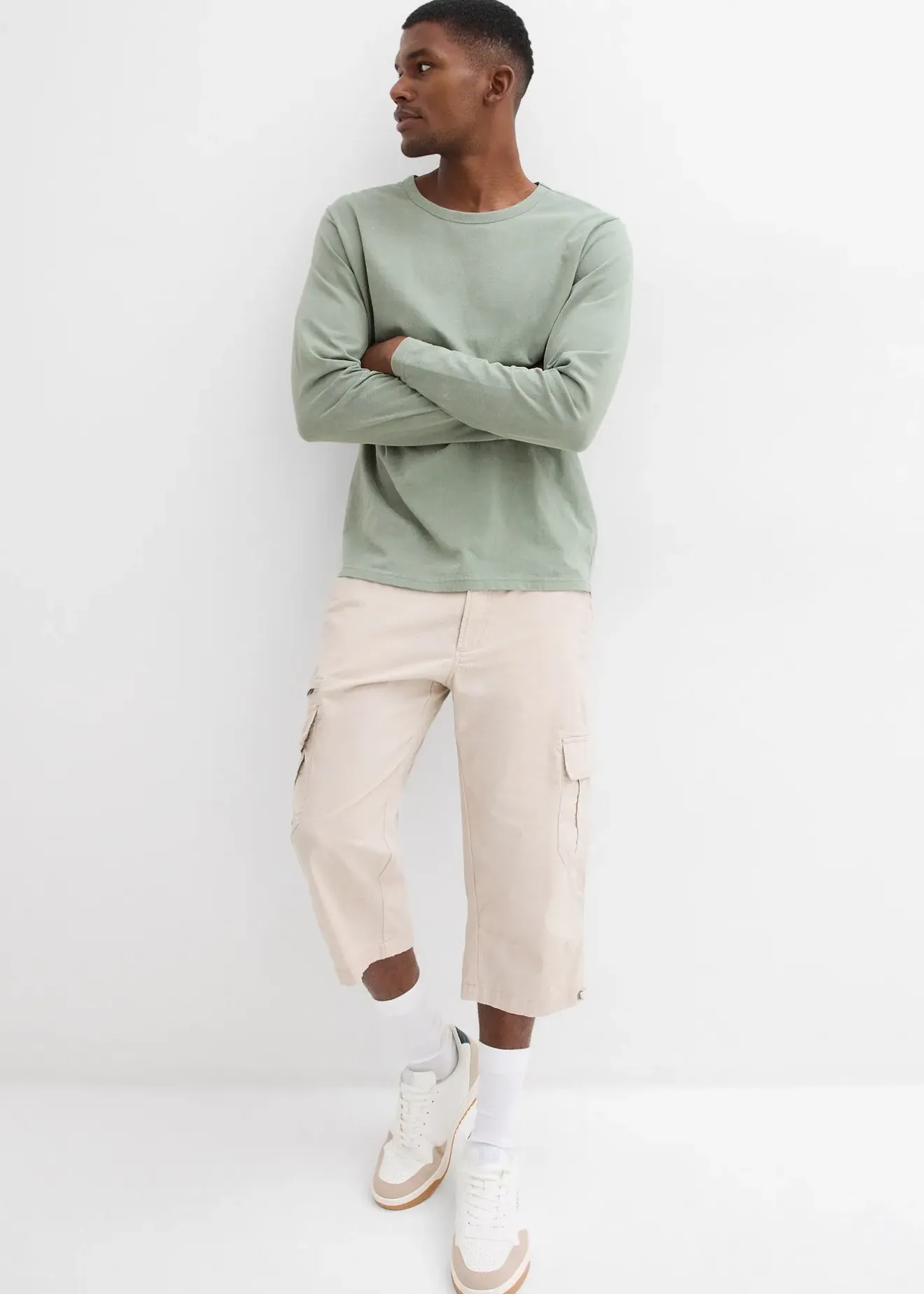 bonprix Bermuda long poches cargo regular 100% coton|Homme Vêtements De Plein Air|Shorts